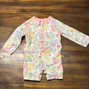 Care Bears Pink and Yellow baby Rashguard
